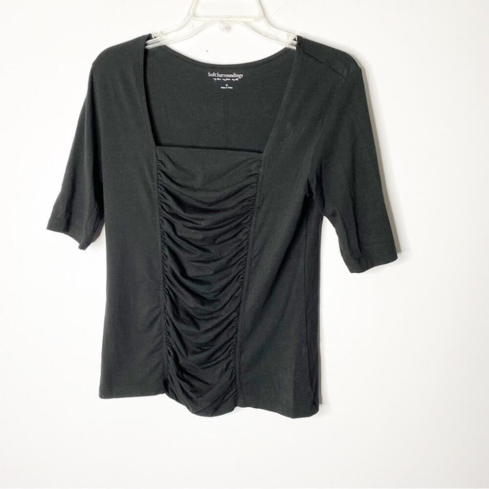 Soft Surrounding Tristan Top Black Rouched Top Sz Medium